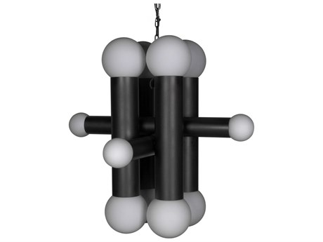 Noir Amadeus 12-Light Matte Black Globe Chandelier
