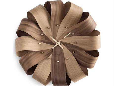 Nomon Brisa Mixto Walnut Polished Brass Wall Clock
