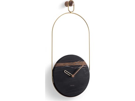 Nomon Eslabon Brass Sahara Noir Marble Wall Clock