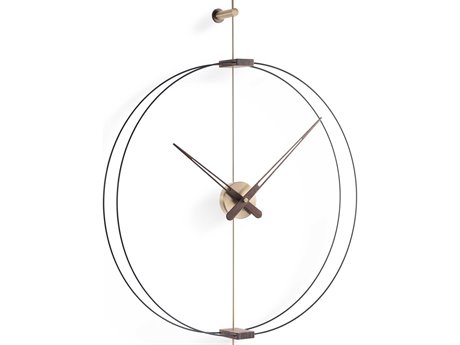 Nomon Mini Barcelona Black Walnut Polished Brass Wall Clock