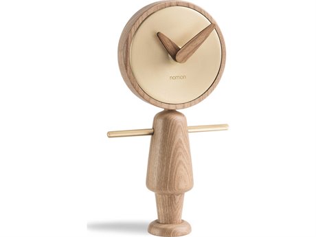 Nomon Nene Oak Polished Brass Clock