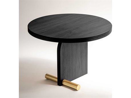 Nomon Nova Round Wood Black Brass End Table