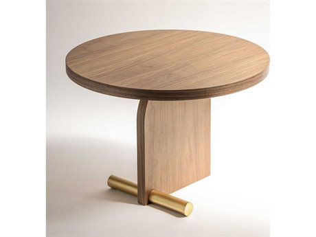 Nomon Nova Round Wood Walnut Brass End Table