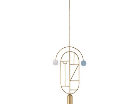 Nomon Wooden Dots 1-Light Brass Blue White Geometric Pendant