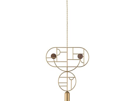 Nomon Wooden Dots 1-Light Brass Blue White Geometric Pendant
