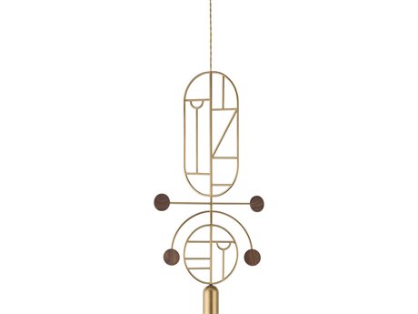 Nomon Wooden Dots 1-Light Brass Walnut Geometric Pendant