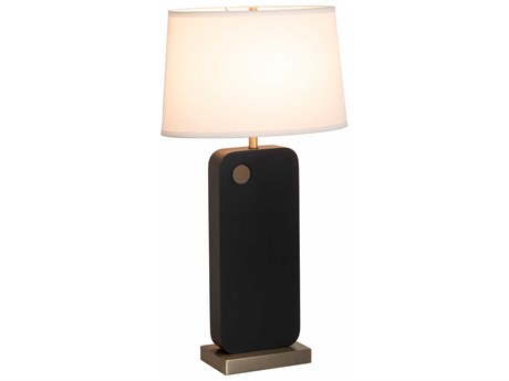 Nova Laurel Ebony Weathered Brass White Linen Black Buffet Lamp