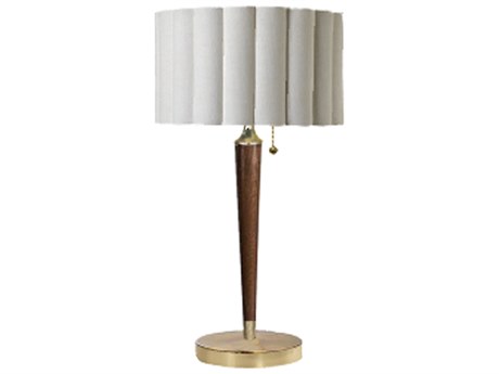 Nova Scalloped Weathered Brass & Walnut Buffet Lamp