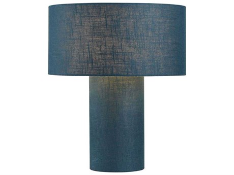 Nova Moonlight Sage Matte Black Linen Blue Table Lamp