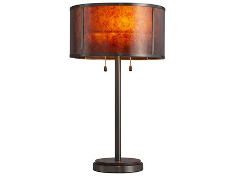 Nova Layered Charcoal Gray Gunmetal Amber Mica Buffet Lamp