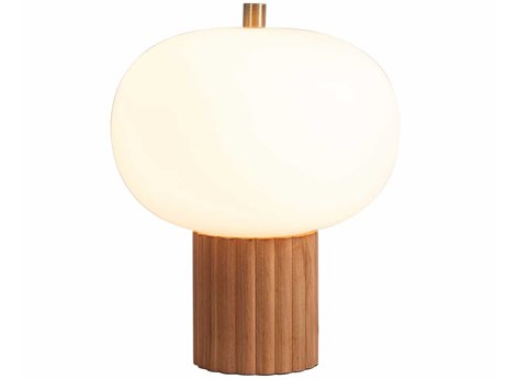 Nova Tambo Natural Ash Weathered Brass White Linen Brown Buffet Lamp