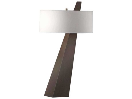 Nova Obelisk Chestnut White Linen Brown Buffet Lamp