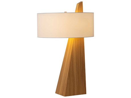 Nova Obelisk Natural Ash White Linen Brown Buffet Lamp