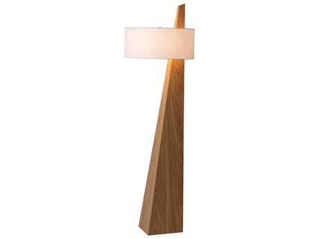 Nova Obelisk Natural Ash White Linen Floor Lamp