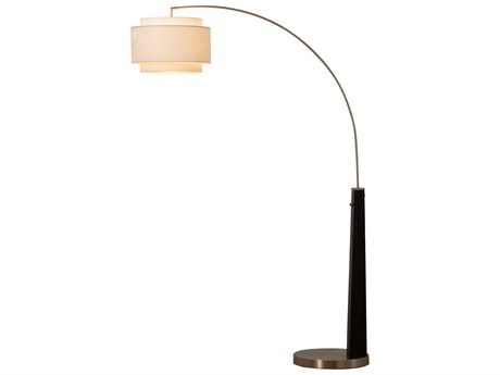 Nova Bone Porcelain Coronado Matte Black Satin Nickel White Linen Floor Lamp