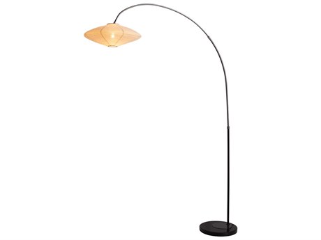 Nova Roswell Matte Black White Linen Floor Lamp