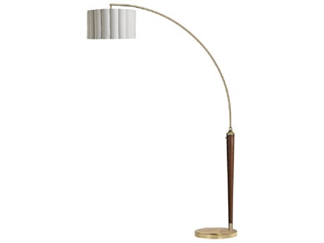 Nova Scalloped Weathered Brass & Walnut Floor Lamp