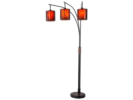 Nova Layered Gunmetal Matte Black Amber Mica Nickel Floor Lamp
