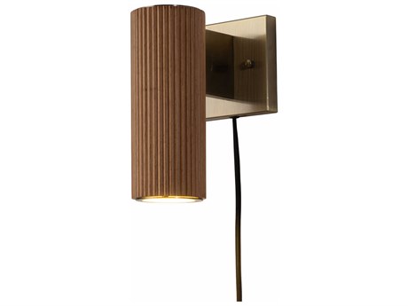 Nova Tambo 1-Light Natural Ash Weathered Brass Brown Wall Sconce