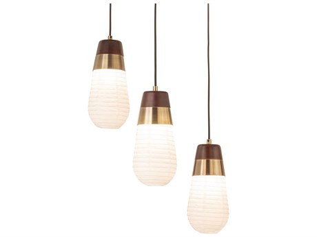 Nova Sunset 3-Light Weathered Brass Walnut Pendant