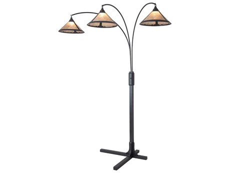 Nova Mica Charcoal Gray Gunmetal Amber Floor Lamp