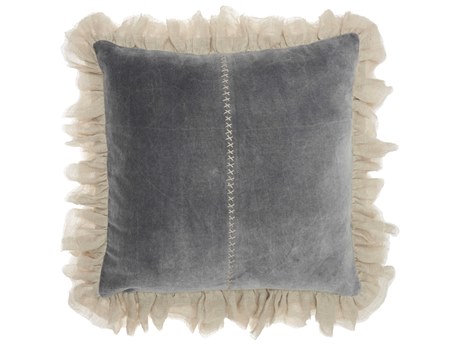 Nourison Mina Victory Sofia 22" x 22" Dark Grey Pillow