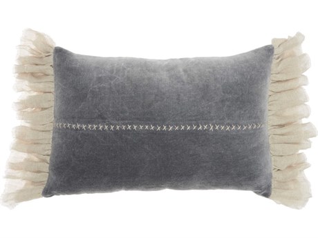 Nourison Mina Victory Sofia 14" x 22" Dark Grey Pillow