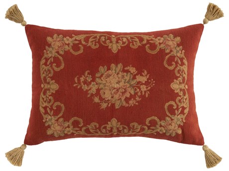 Nourison Mina Victory Vintage Floral Center 20" x 30" Rust Pillow