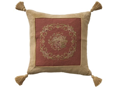 Nourison Mina Victory Vintage Floral Center 19" x 19" Rust Pillow
