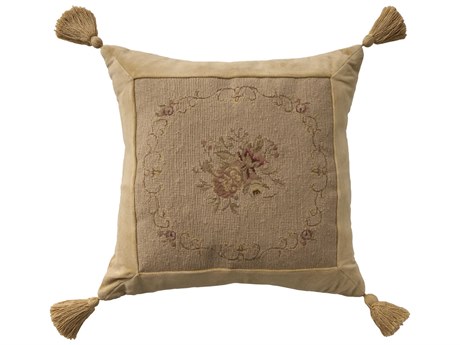 Nourison Mina Victory Vintage Floral Center 18" x 18" Beige Pillow