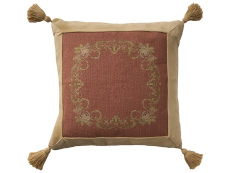 Nourison Mina Victory Vintage Floral Border 20" x 20" Coral Pillow