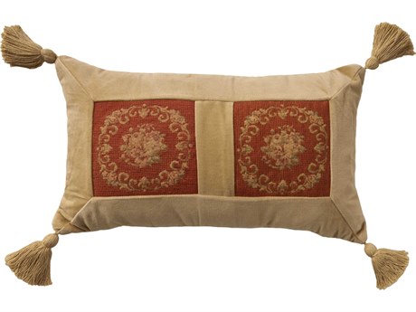 Nourison Mina Victory Vintage Floral Panels 12" x 20" Rust Pillow