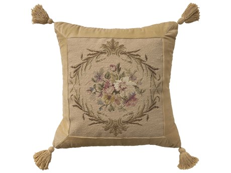 Nourison Mina Victory Vintage Floral 19" x 19" Beige Pillow