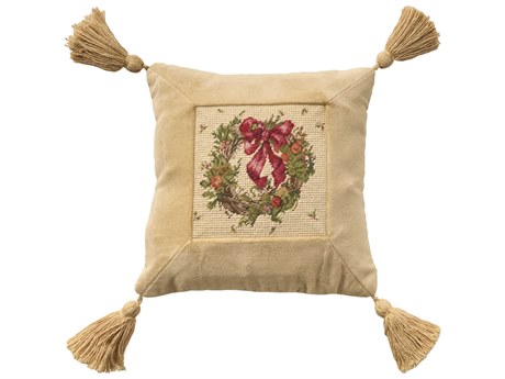 Nourison Mina Victory Vintage Wreath 12" x 12" Ivory Pillow