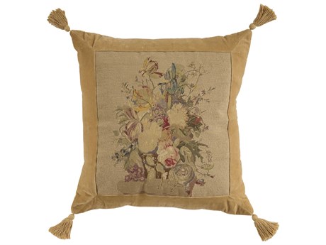 Nourison Mina Victory Vintage Floral Bouquet 25" x 25" Beige Pillow