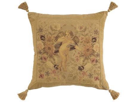 Nourison Mina Victory Vintage Angel 24" x 24" Beige Pillow