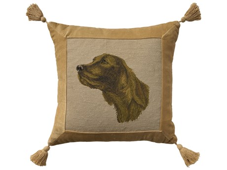 Nourison Mina Victory Vintage Golden Retriever 20" x 20" Beige Pillow
