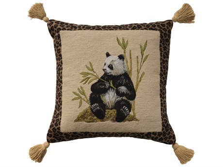 Nourison Mina Victory Vintage Panda 20" x 20" Beige Pillow