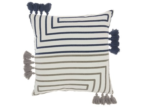 Nourison Life Styles Light Grey / Navy 18" x 18" Pillow