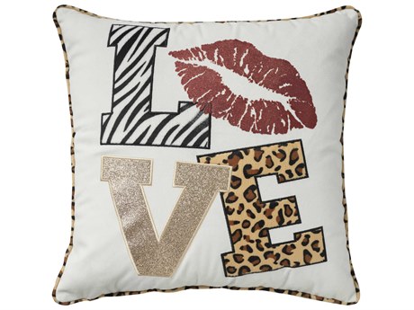 Nourison Holiday Pillows Multicolor 16" x 16" Love Leopard Pillow