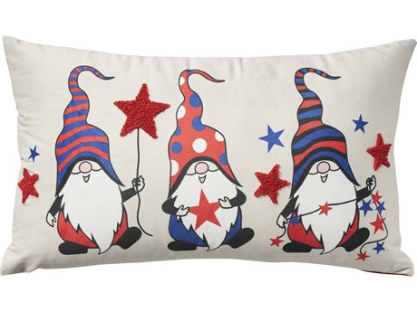 Nourison Holiday Pillows Multicolor 12" x 21" Americana Gnomes Pillow