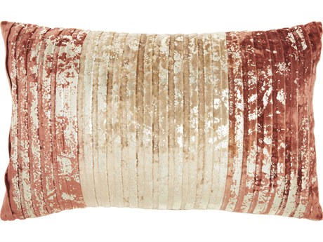 Nourison Sofia Rose Gold 12" x 20" Metallic Pleated Pillow