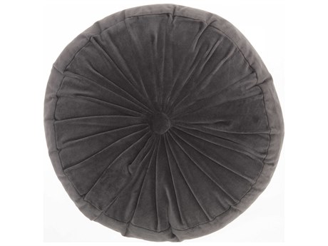 Nourison Sofia Charcoal 16" x 16" Round Ruched Velvet Pillow