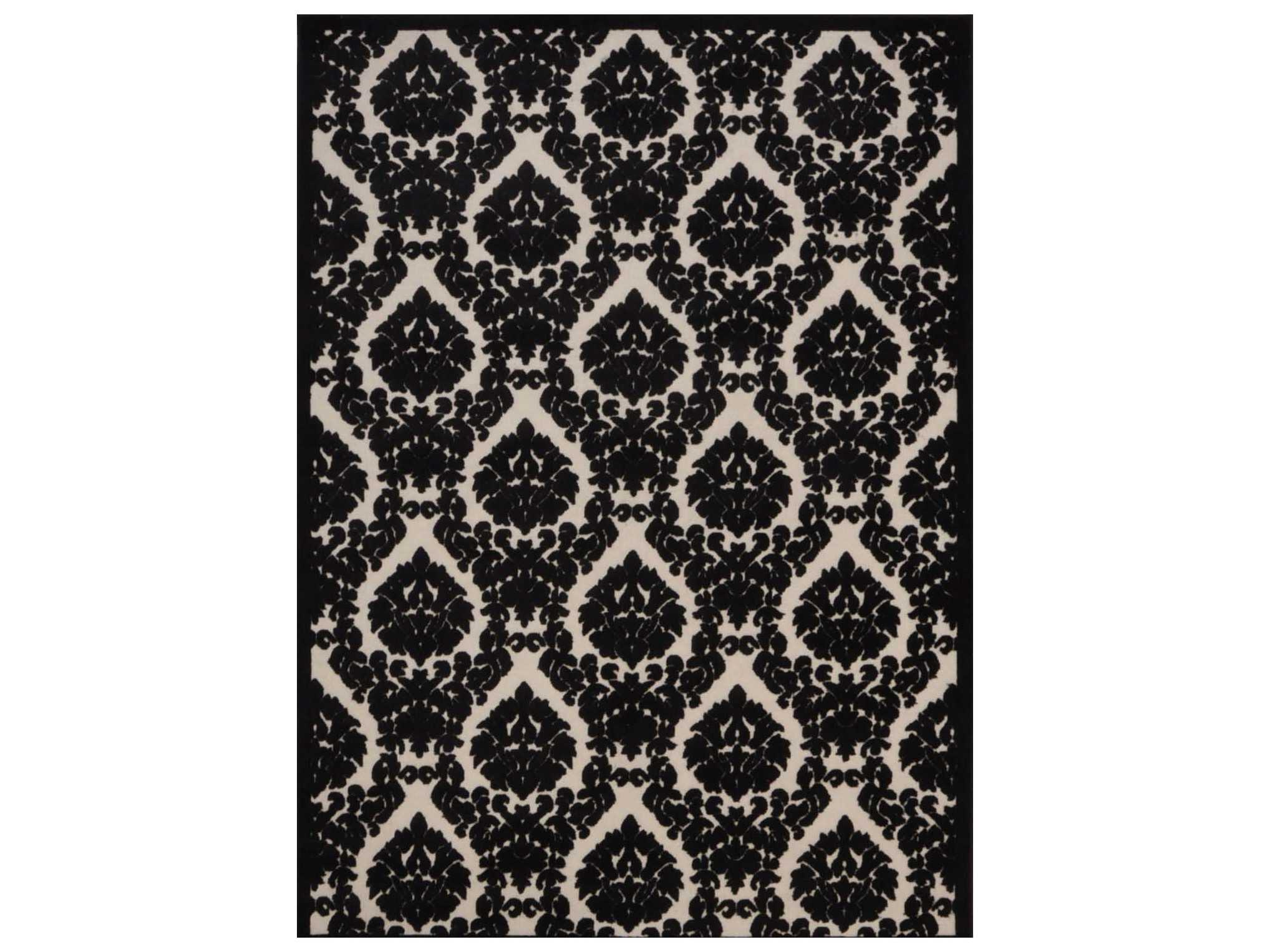 Nourison Ultima Rectangular Ivory Black Area Rug NRUL513IVBLK