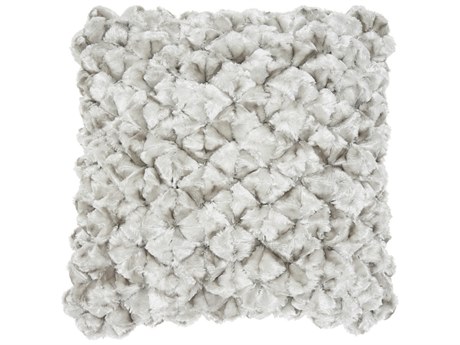 Nourison Sofia Silver 20" x 20" Velvet Shimmer Poms Pillow