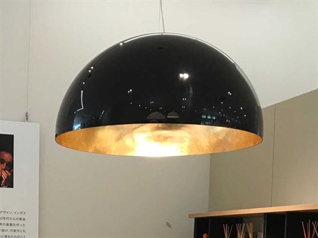 Oluce Sonora 1-Light Black Gold Dome Pendant