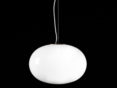 Oluce Alba 1-Light Satin Brass Polished Opaline Glass Globe Pendant