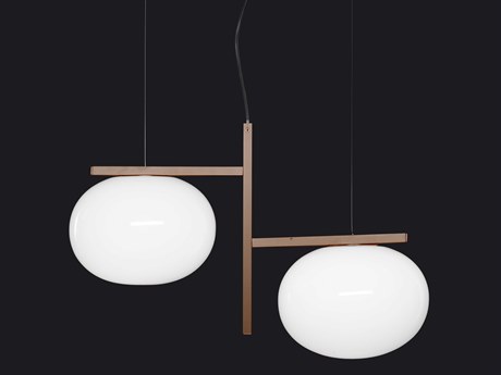 Oluce Alba 2-Light Anodic Bronze Glass Globe Island Pendant
