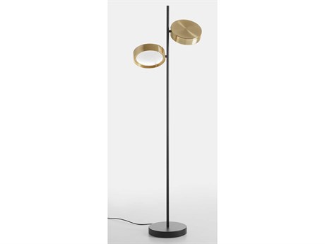Oluce Berlin Matt Black Anodic Brass Gold Floor Lamp