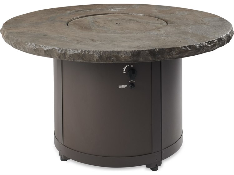 Outdoor Greatroom Noche Beacon Aluminum Brown 48'' Round Chat Height Fire Pit Table